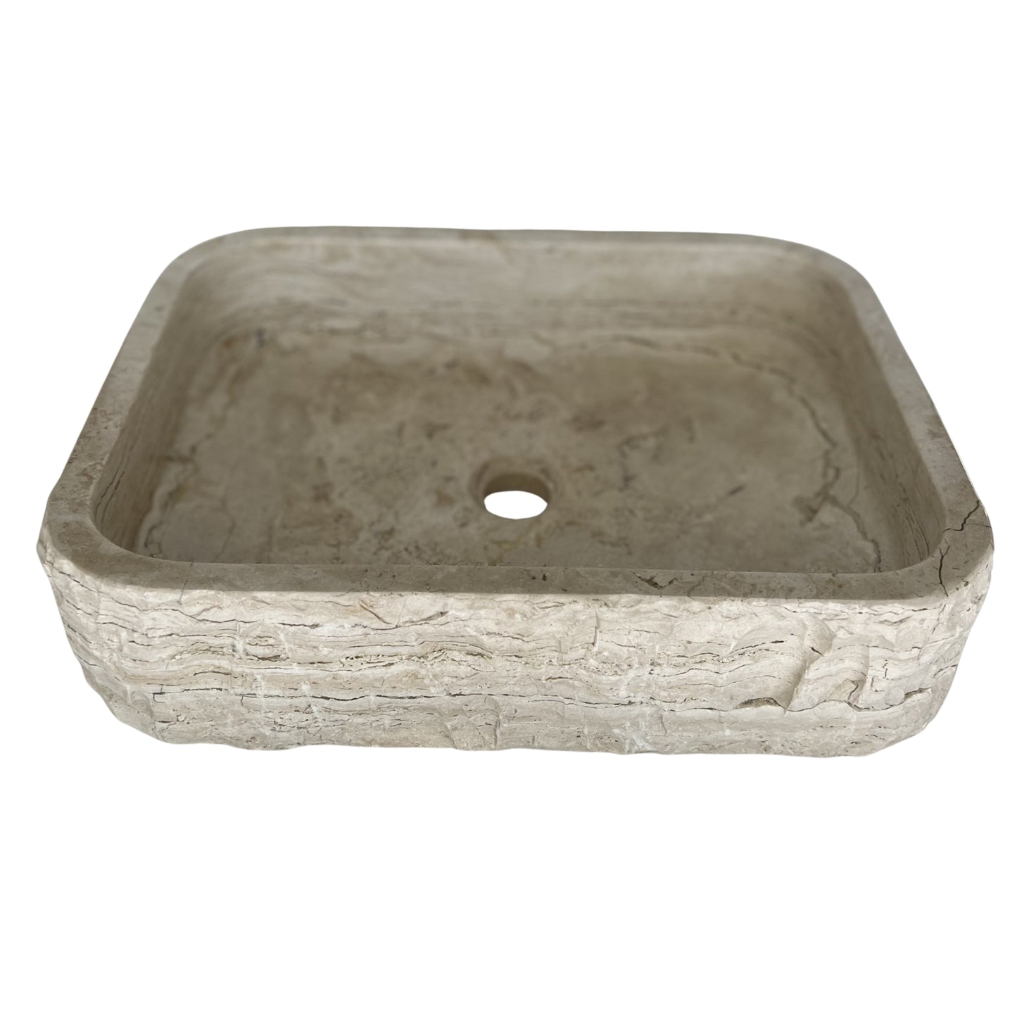 Natural Stone Vessel Sink, Travertine & Marble Bathroom Sink, Rectangle Bathroom Sink No Background