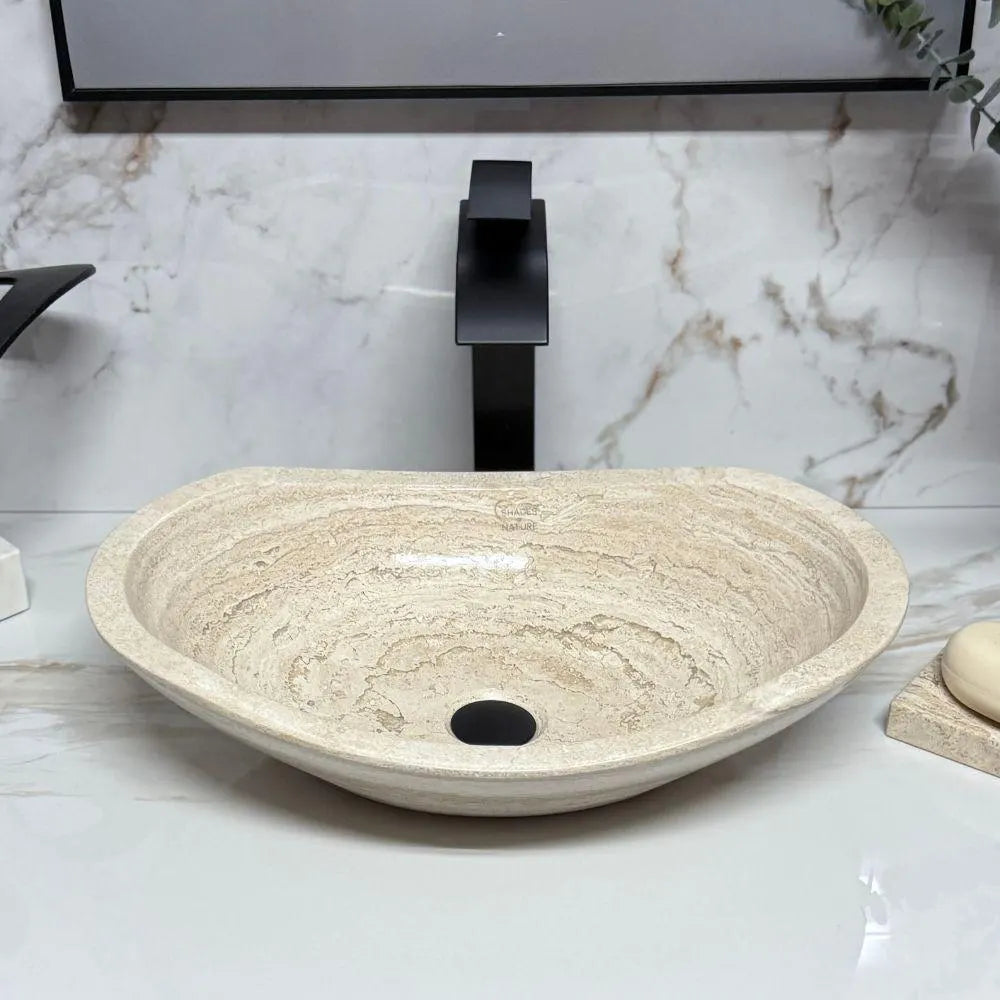 OVAL POLISHED NATURAL STONE VESSEL SINK