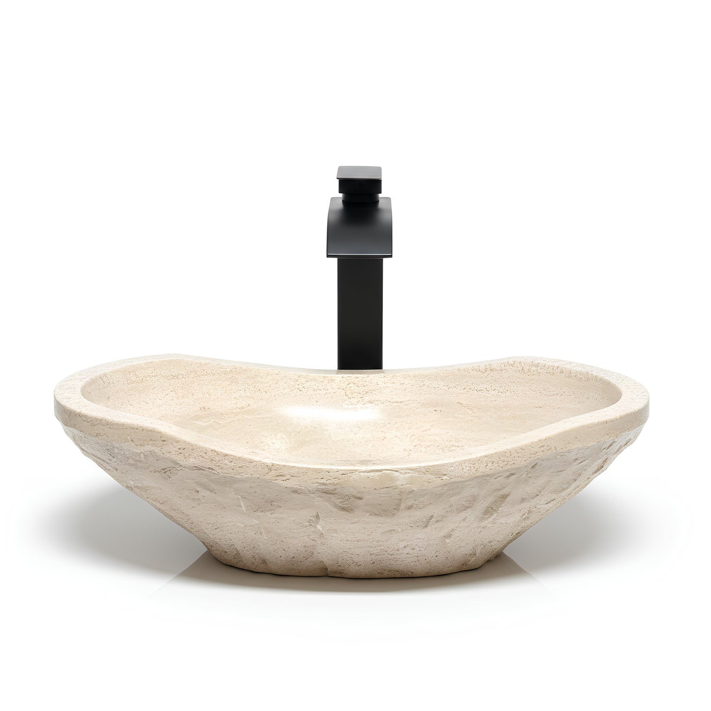 OVAL CHISELED NATURAL STONE VESSEL SINK