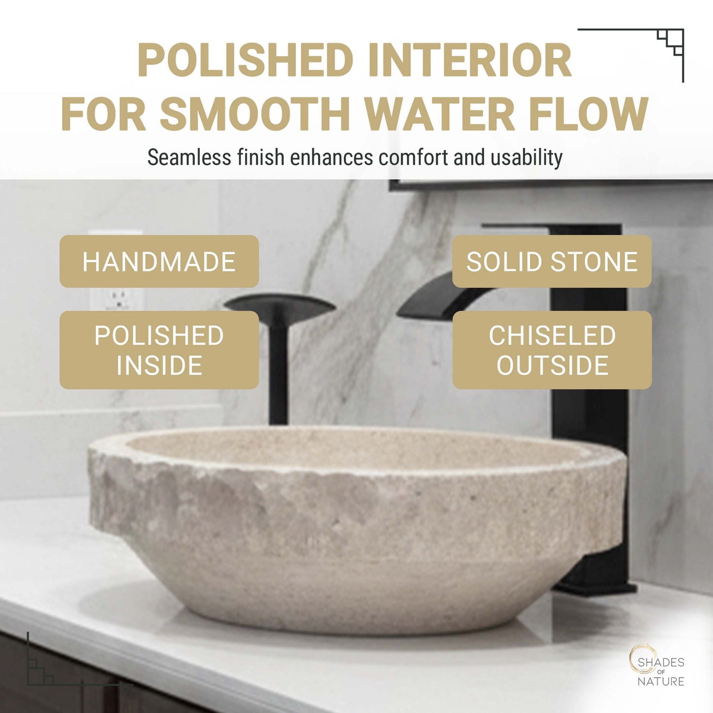 ROUND NATURAL STONE VESSEL SINK