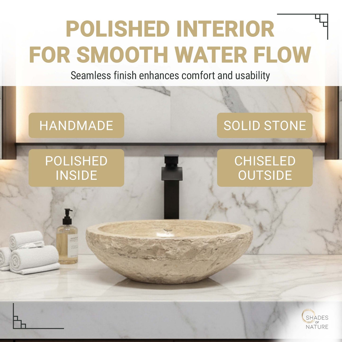 Valencia Travertine Natural Stone Above Vanity Oval Vessel Sink (W)16