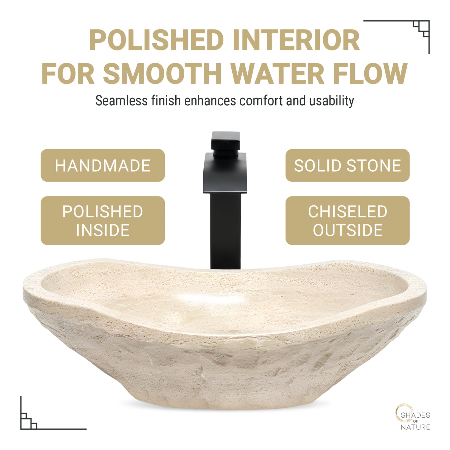 OVAL CHISELED NATURAL STONE VESSEL SINK