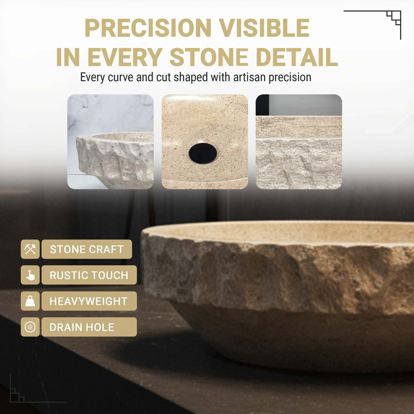 ROUND NATURAL STONE VESSEL SINK