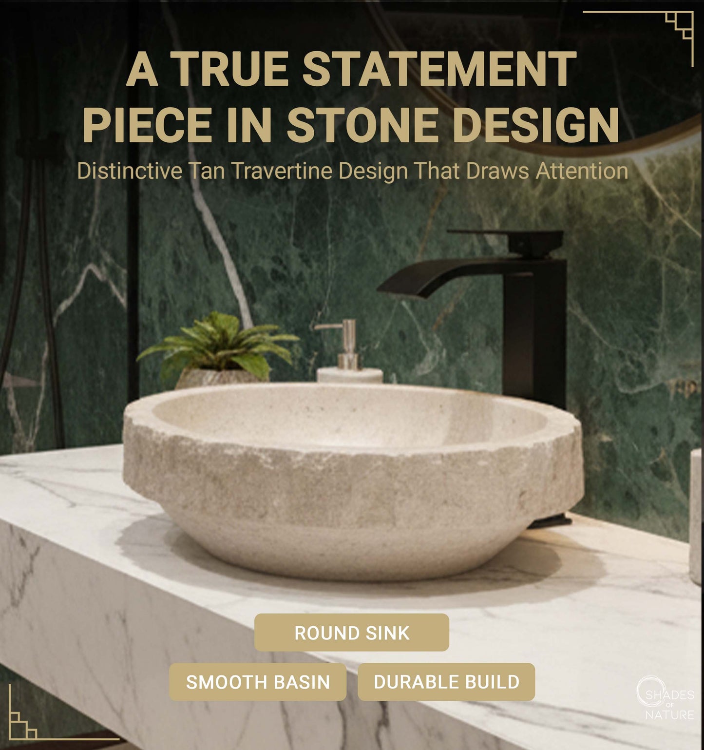 ROUND NATURAL STONE VESSEL SINK