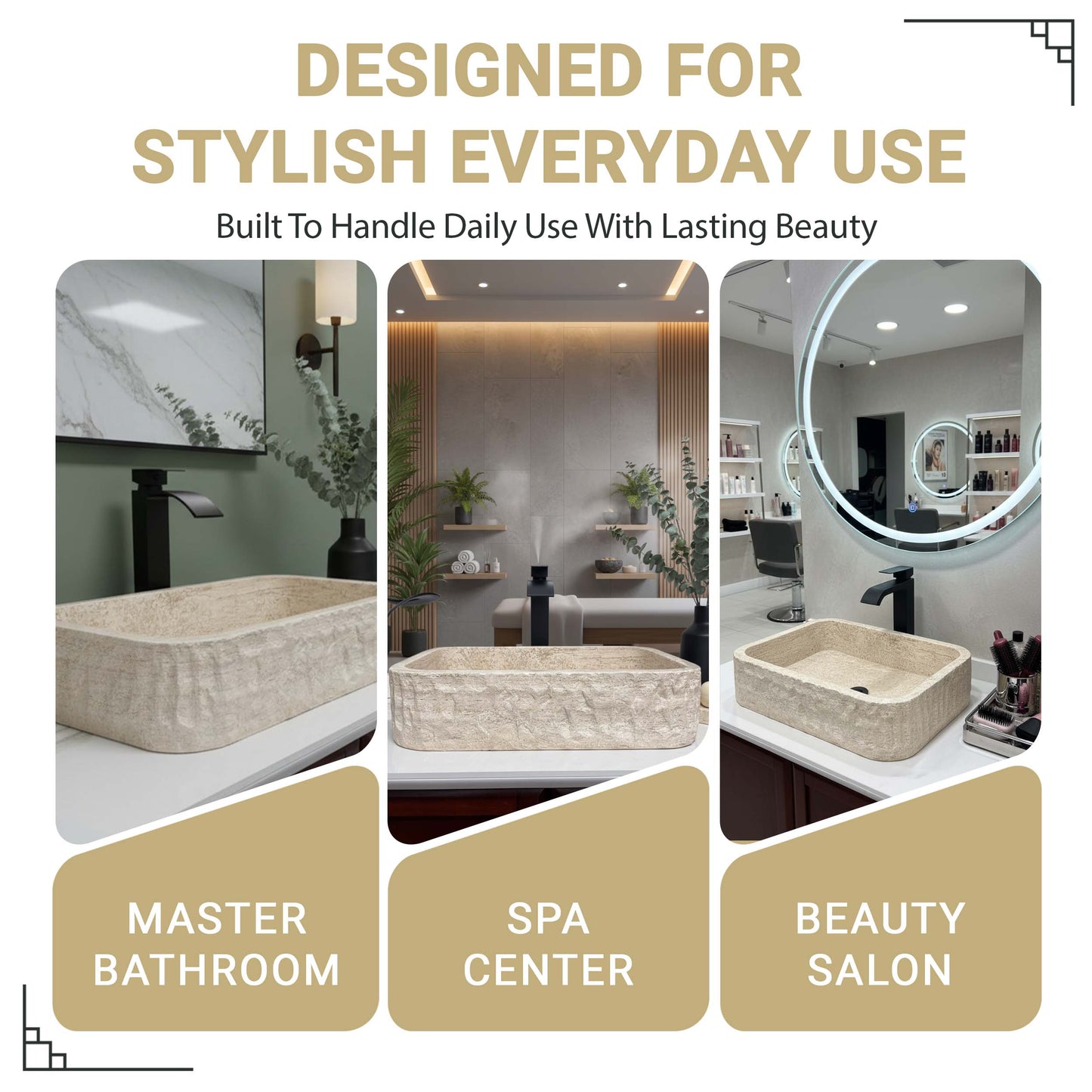 RECTANGLE NATURAL STONE BATHROOM SINK