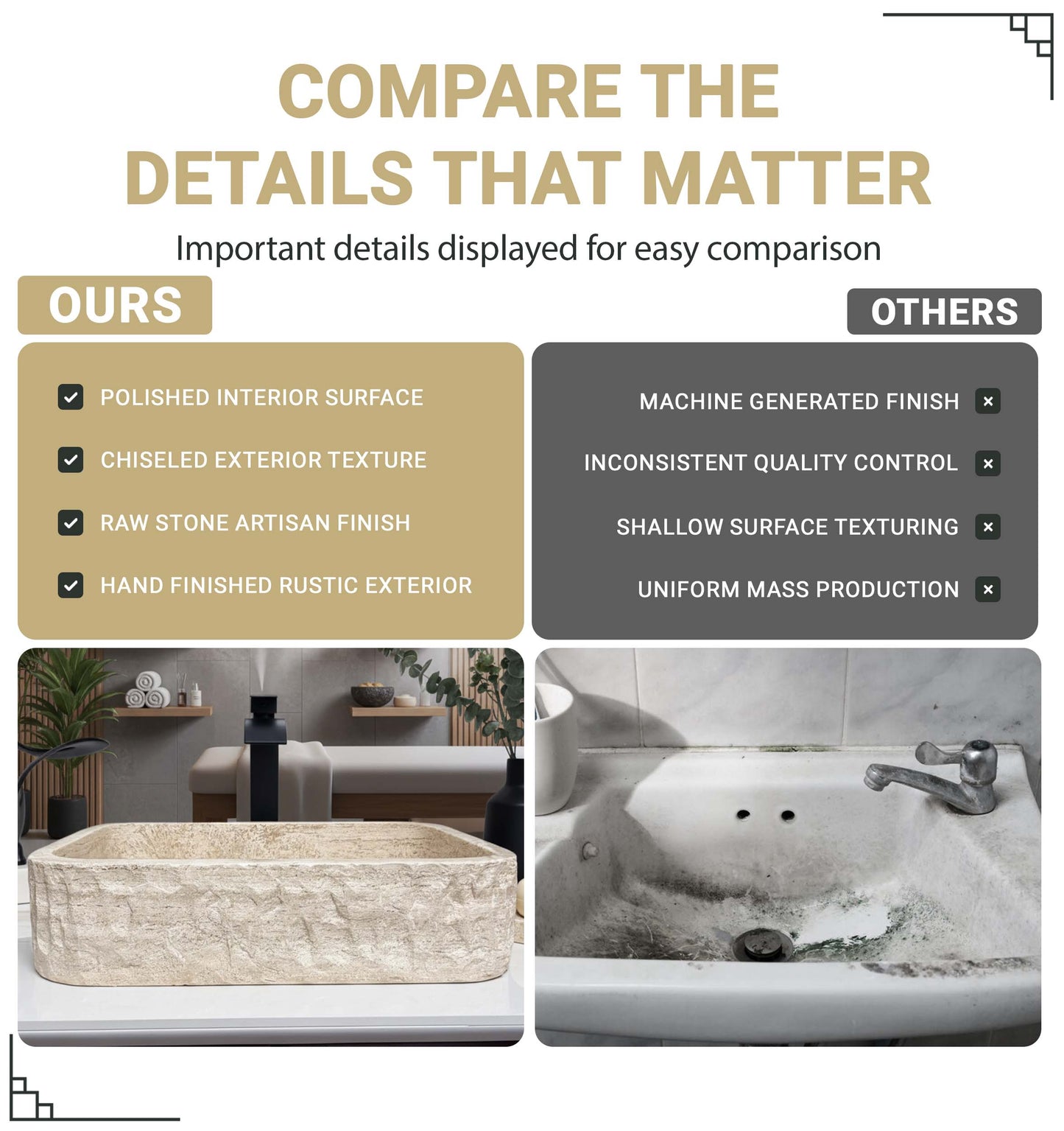 RECTANGLE NATURAL STONE BATHROOM SINK