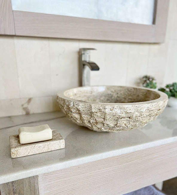 BOWL TAN TRAVERTINE - STONE BATHROOM SINK