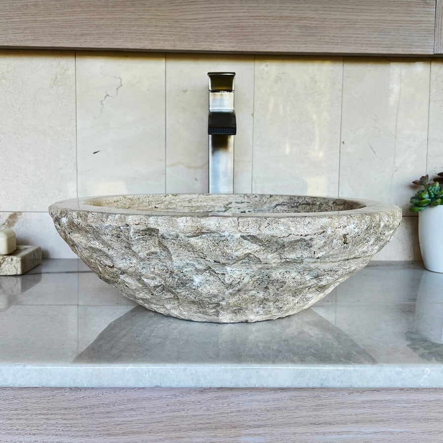 BOWL TAN TRAVERTINE - STONE BATHROOM SINK